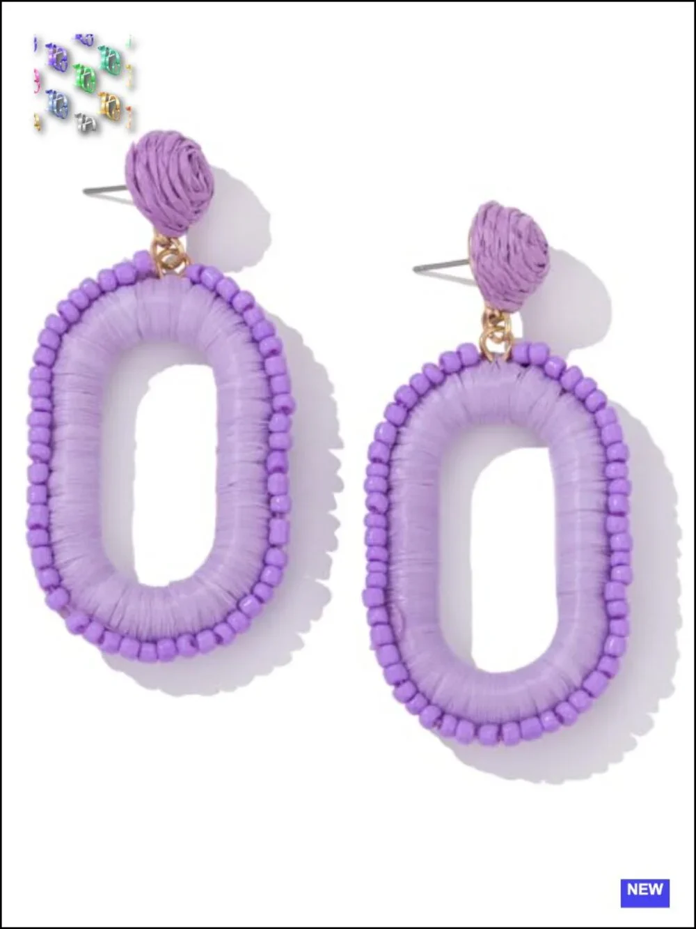 Boho Beaded Raffia Drop Earrings Statement Square Dangle Summer Jewelry